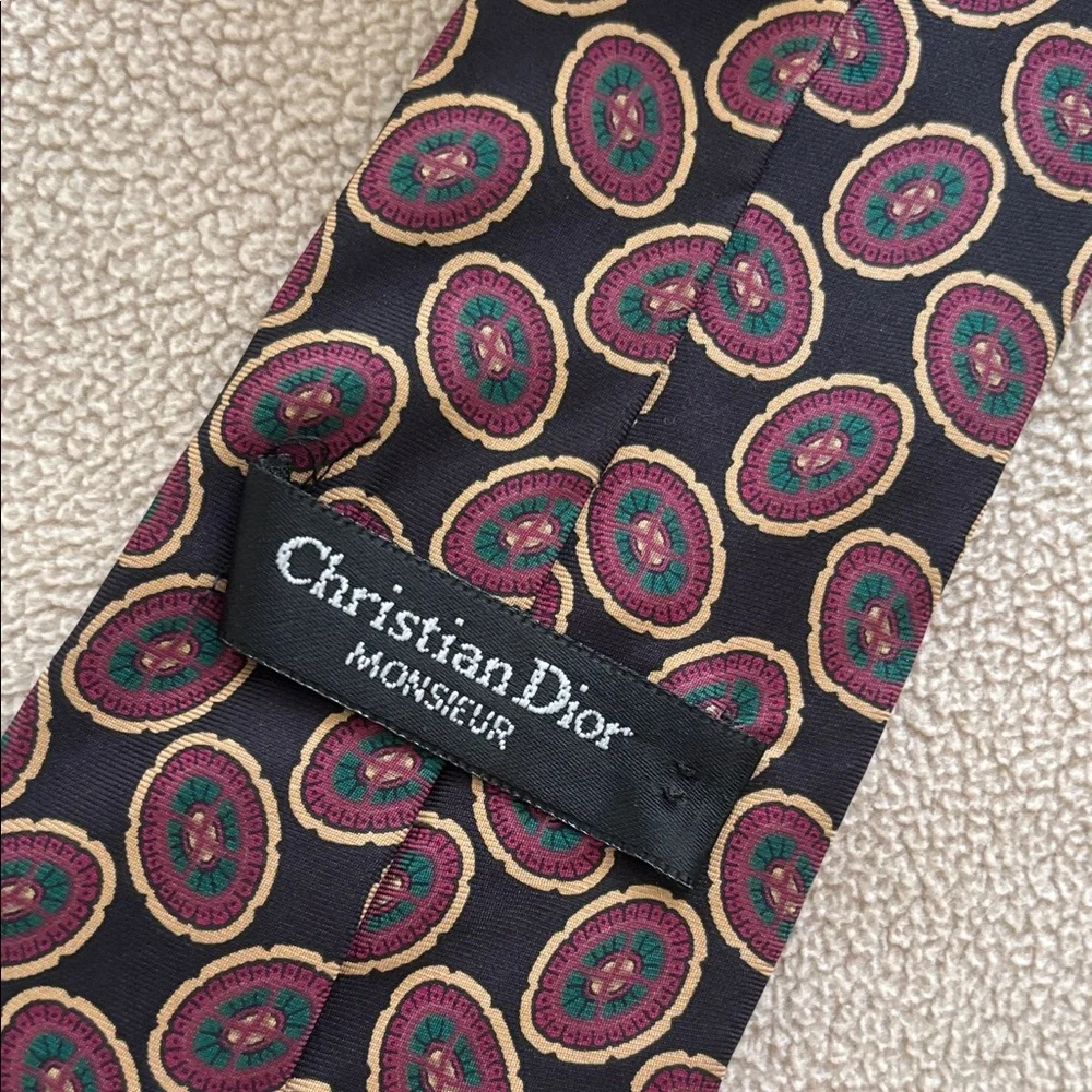 Christian Dior Monsieur Silk Tie — Medallion Pattern
